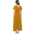 thumbnail image 3 of eloria Women's Georgette Frilled Design V Neck Sleevless Party Long Maxi Dress, Color : Mustard | Size : XL, 3 of 5