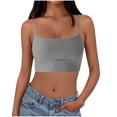 thumbnail image 5 of Lovzfmll Summer Crop Going Out Sleeveless Solid Collar Camisole Tank Top with Scoop Neck for Women, Soft Blouse Gray, M, 5 of 5