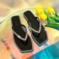 thumbnail image 4 of Mujer Fancy Diamond Square Toe Flat Bottom Leaky Finger Summer Zapatillas Zapatos Wmkox8yii hj789, 4 of 5