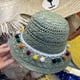 thumbnail image 4 of Circunferencia del sombrero: 50-54 cm, circunferencia de la cabeza pequeña, sombrero de paja, sombrero protector solar para mujer, sombrero de playa, sombrero tejido de paja con bolas de, 4 of 5