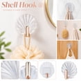 thumbnail image 2 of Adhesive Wall Hooks Shell Shaped No Drill Utility Hanger Clear Plastic with Rose Gold Metal Hook Waterproof Towel Key Holder for Bathroom 1 Pack 2.1in Clear, 2 of 5