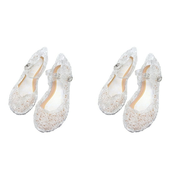 Masteelf 2 Pairs of Baby Girl Sandals Little Girl High Heel Jelly Sandals Summer Shoes - Size 28 (White)