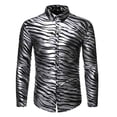thumbnail image 1 of Blusa y camisa de manga larga con cuello alto para hombre, informal, lisa, a la moda, a rayas, con mangas color bronce, para fiesta, baile, disfraz, blusa para hombre, 1 of 3