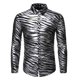 thumbnail image 1 of Blusa y camisa de manga larga con cuello alto para hombre, informal, lisa, a la moda, a rayas, con mangas color bronce, para fiesta, baile, disfraz, blusa para hombre, 1 of 3
