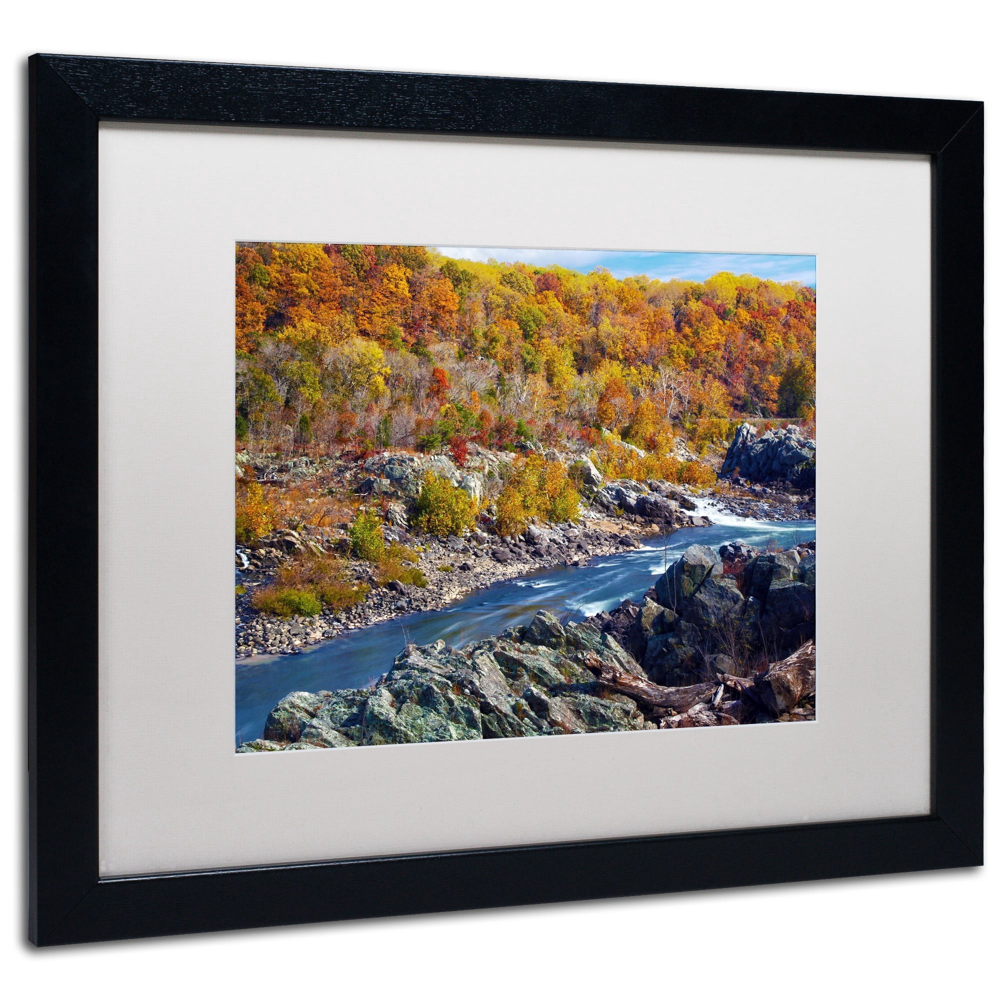Trademark Fine Art "Potomac Autumn" Canvas Art by CATeyes, White Matte, Black Frame