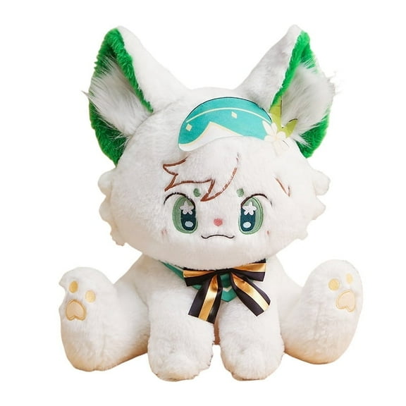 Anime Plush Pillow Tighnari Xiao Kazuha Cat, Wendy Cat, Soft Stuffed Animal Collection Birthday Home Decor Cute Kitten Plush Toy for Genshin Impact Fans