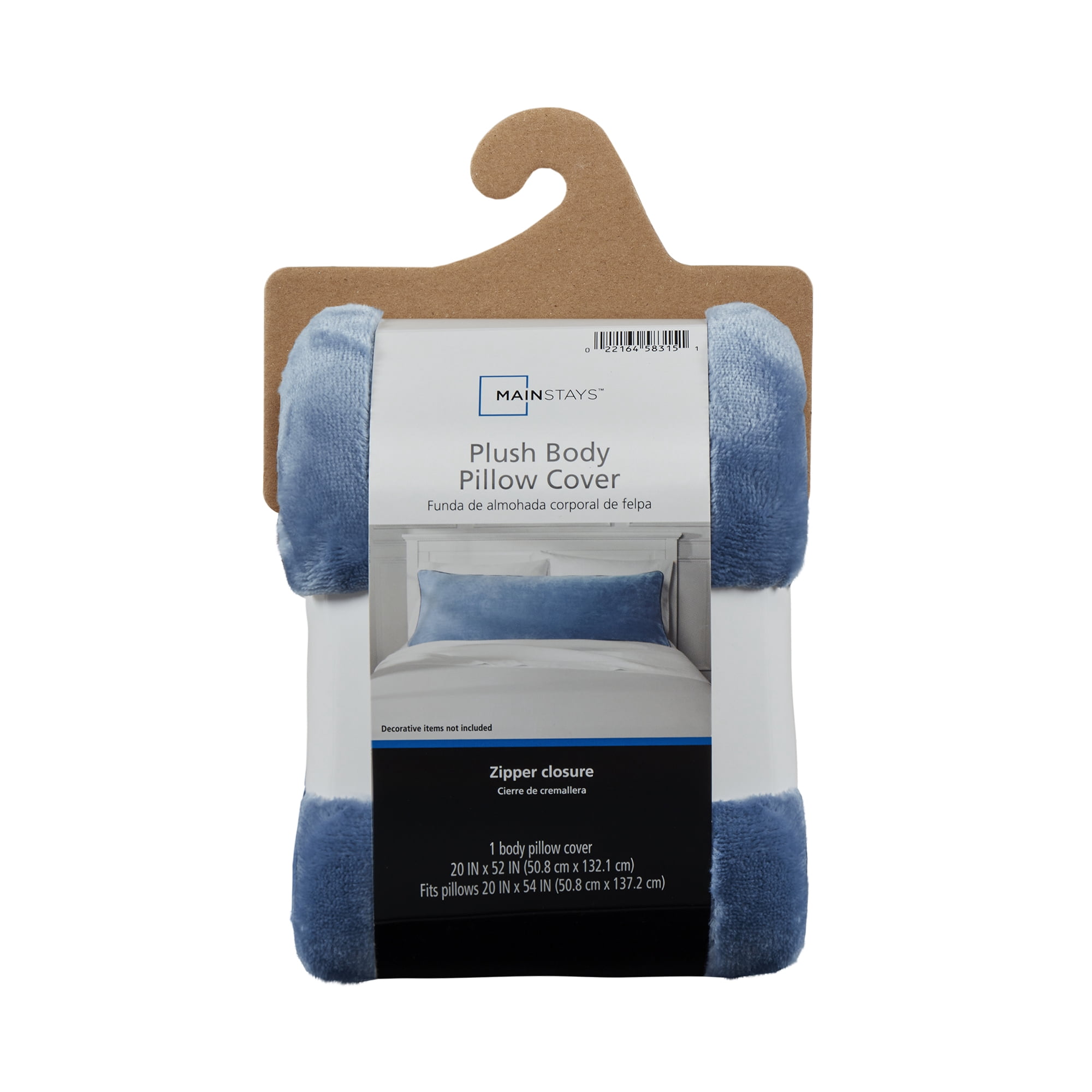 Mainstays Body Pillowcase – Cozy Plush – Light Blue – 20"x52" – 1 Pack