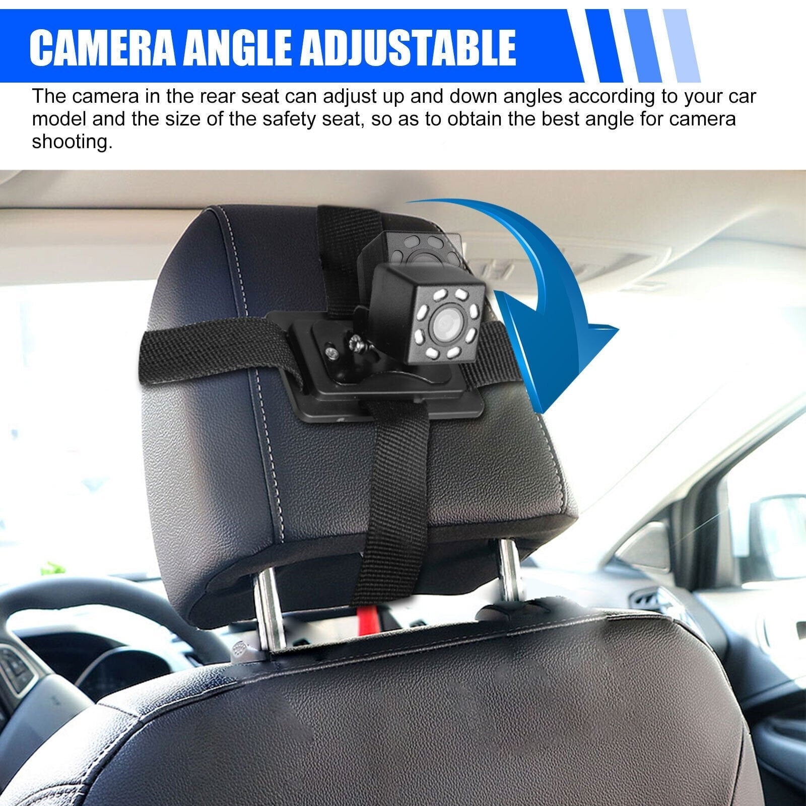 RnemiTe-amo Baby Car Mirror,Eye Protection SB Plug and Play Easy Setup 4.3'' HD Wide View Seat Mirror Night Vision Function to Observe Baby's Every Movement While Driving, Black