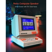Divoom MiniToo Retro PC-Style Computer Speaker, Smart Pixel Screen with DIY Faces, Bluetooth & USB Audio, Alarm/White Noise Clock, Desk Setup Gift for Bedroom, Office & Gaming