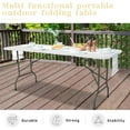 thumbnail image 5 of Set of 2 Folding Table 6 FT Lightweight Camping Table Portable Plastic Rectangular Outdoor Dining Table Steel Legs Fold-in-Half with Carrying Handle for Indoor,Picnic,Party,Wedding,Events(White), 5 of 6