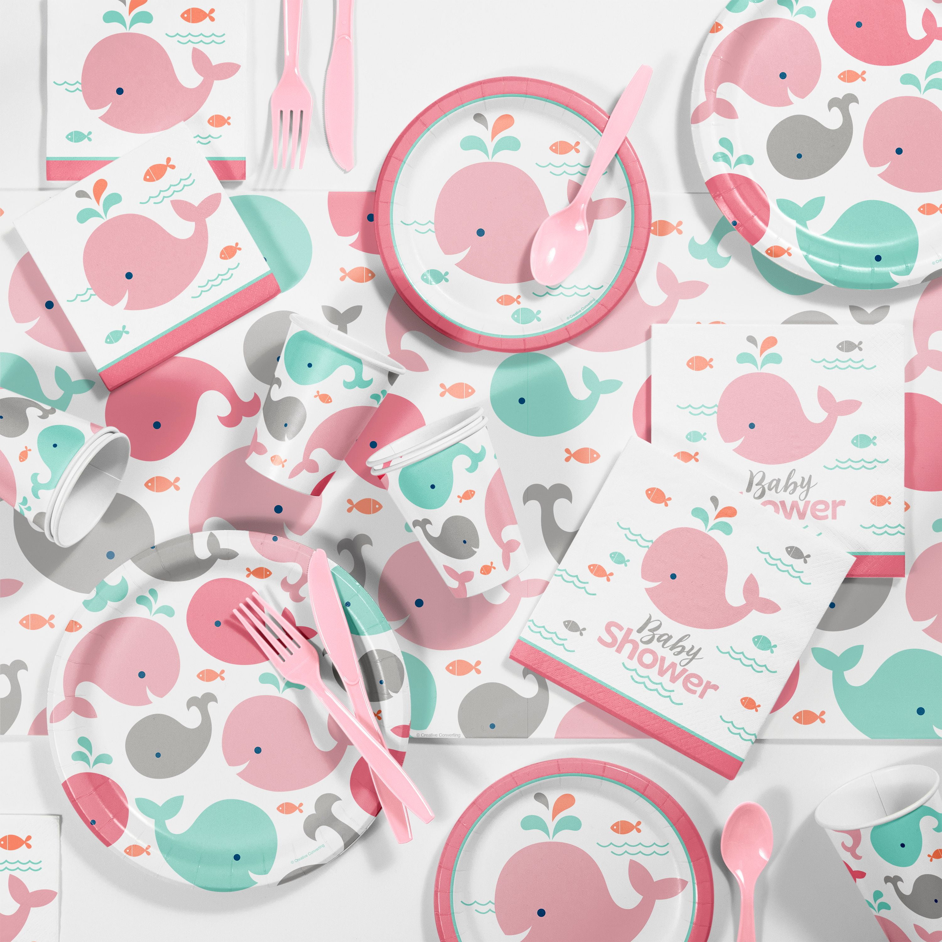Pink Baby Whale Baby Shower Kit
