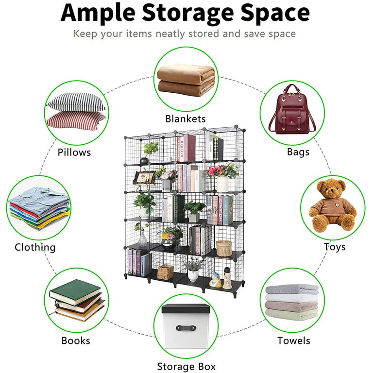 Private Jungle Plastic Closet Organizer with Doors, 20-Cube DIY Storage  Cubes Organizer, Modular Storage Cabinet Book Shelf Shelving for Bedroom