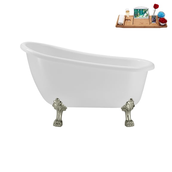 53'' Streamline N488BNK-IN-BNK Soaking Clawfoot Tub and Tray with Internal Drain