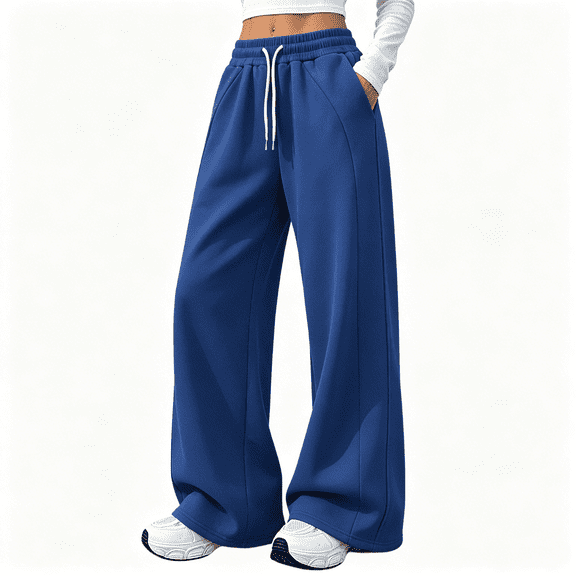 LIBRCLO Wide Leg Sweatpants for Women, Baggy Casual Lounge Fleece Sweatpants with Pockets Drawstring Elastic Waist Sweat Pants