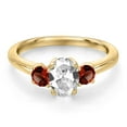 thumbnail image 3 of Gem Stone King 10K Yellow Gold White Created Sapphire and Red Garnet Engagement Ring for Women | 1.40 Cttw | Oval 7X5MM | Gemstone September Birthstone | Size 9, 3 of 6