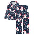 thumbnail image 4 of Christmas Pajamas for Women Long Sleeve Lapel Cozy Button Down Nightwear Sleepwear Outfit with Pocket Casual Fall Winter Soft Comfy Loose Womens Loungewear Set Blue S, 4 of 4
