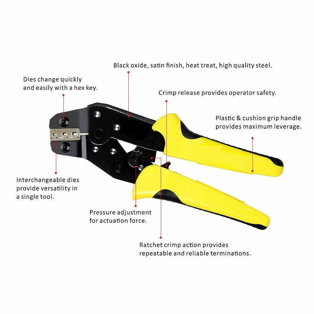 Ratchet Crimper Plier Crimping Tool Cable Wire Connectors Electrical Terminals