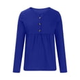 thumbnail image 5 of Blmnix Tops for Ladies Trendy Fall Blue Blouse Tunic Henley Solid Flowy Long Sleeve Fall Work Tops for Women, 5 of 6