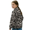 thumbnail image 2 of COEQINE Girls Quarter Zip Sweatshirt Pullover, Loose Fit Long Sleeve Fall Tops with Collar, Soft Polyester Fashion Top for Ages 5-6 Machine Washable, Gray Leopard Print, 2 of 7