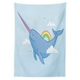 thumbnail image 3 of Ambesonne Narwhal Tablecloth Rectangular Table Cover, Flying Whale, 60"x84", Multicolor, 3 of 4