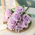 thumbnail image 5 of Artificial Blue Roses Flowers Silk Flower Bouquet Home Garden Decoration Wedding Roses Blue, 5 of 8