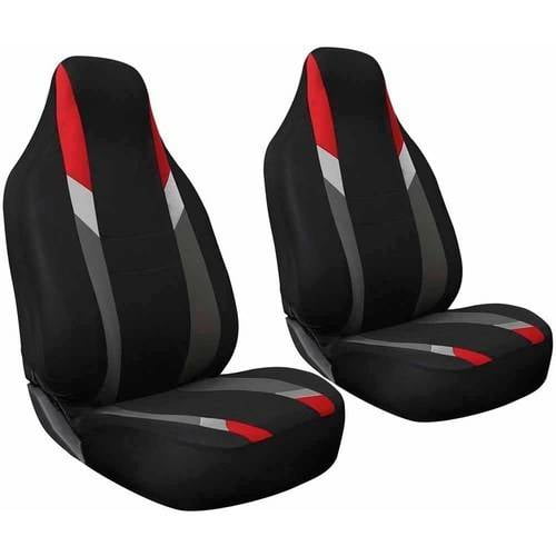 Oxgord 2Piece Integrated Flat Cloth Bucket Seat Covers, Universal Fit