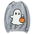 thumbnail image 4 of CLOISE Womens Halloween Sweatshirts Funny Ghost Print Pullover Sweatshirts Fall Long Sleeve Round Neck Hoodies Shirts Casual Tees Festival Gift Clothes Gray XL Spooky, 4 of 5