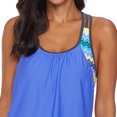thumbnail image 3 of Tankini con tirantes y espalda en T para mujer, estampado a rayas, con pantalones cortos Adepaton LRWJ305-4, 3 of 9