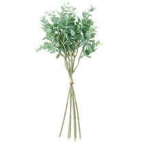 6Pcs Eucalyptus Leaves Stems Bulk Artificial Silver Dollar Leaves Sprays Faux Oval Eucalyptus Leaves for Wreath Garland Floral Bouquets Arrangement Wedding Greenery Decoration