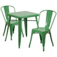 thumbnail image 1 of 23.75'' Square Green Metal Indoor-Outdoor Table Set with 2 Stack Chairs, 1 of 5