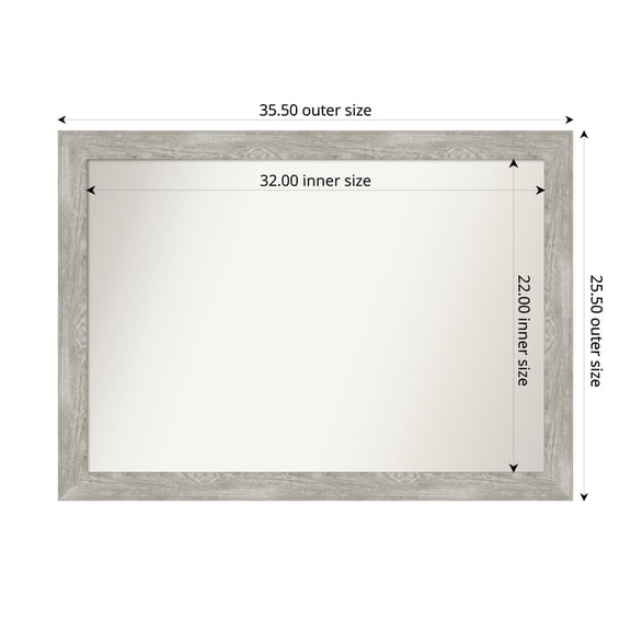 Amanti Art Custom Wall and Bathroom Mirror (25.5 x 35.5 in.), Dove Greywash Narrow Frame