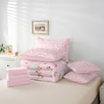 thumbnail image 6 of Castle Fairy Cute Animal Duck Bedding Comforter Set 7 Pieces for Kids Children,Pink Ribbon Bow Full Bedding Set Lightweight,Pink White Fitted Sheet Flat Sheet,Ultra Soft Home Decor,Reversible, 6 of 8