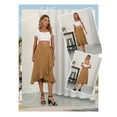 thumbnail image 5 of SLADYGLD Women Lace Up Waist Irregular Ruffle Hem Wrap Midi Skirt, 5 of 5
