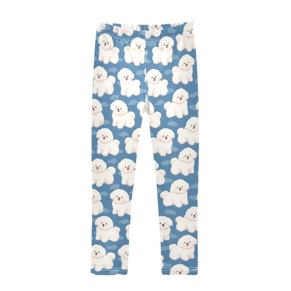 BZSMCE Full Length White Dog Pattern Printed Stretch Leggings Moisture Wicking Active Casual Bottoms W