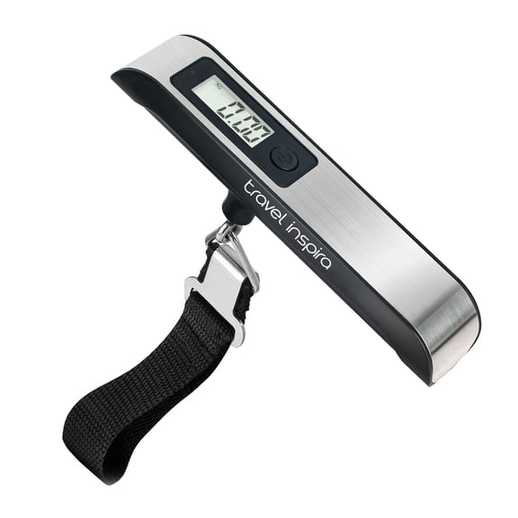 Travel Inspira Digital Luggage Scales with Overweight Alert LCD Display 110LB / 50KG (Stainless Steel, Black)