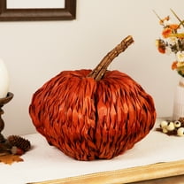 Autumn Harvest Woven Pumpkin Decoration - 8.5" - Orange