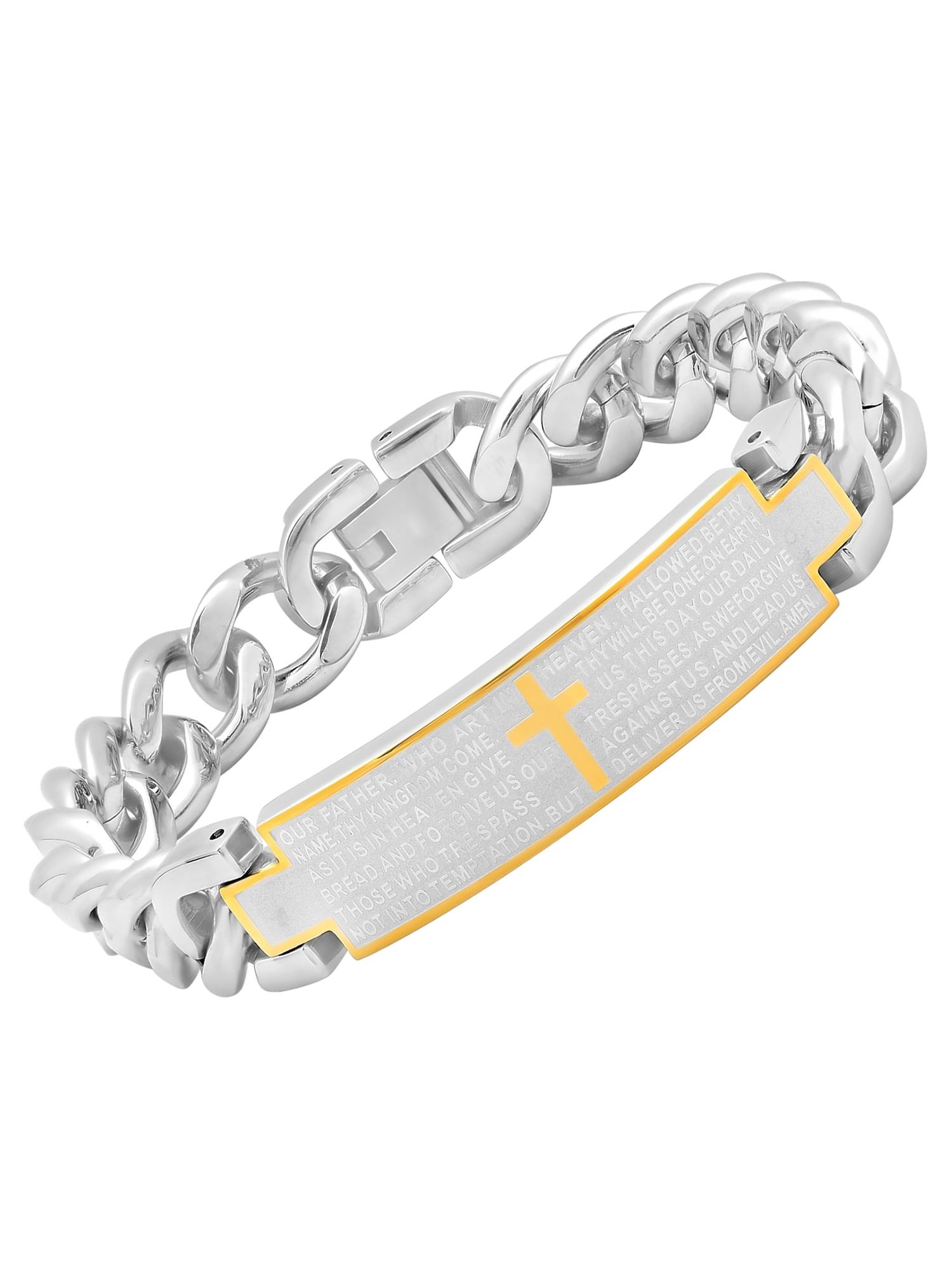 Men's Two-Tone Stainless Steel Lord's Prayer ID Bracelet - Brilliance Fine Jewelry