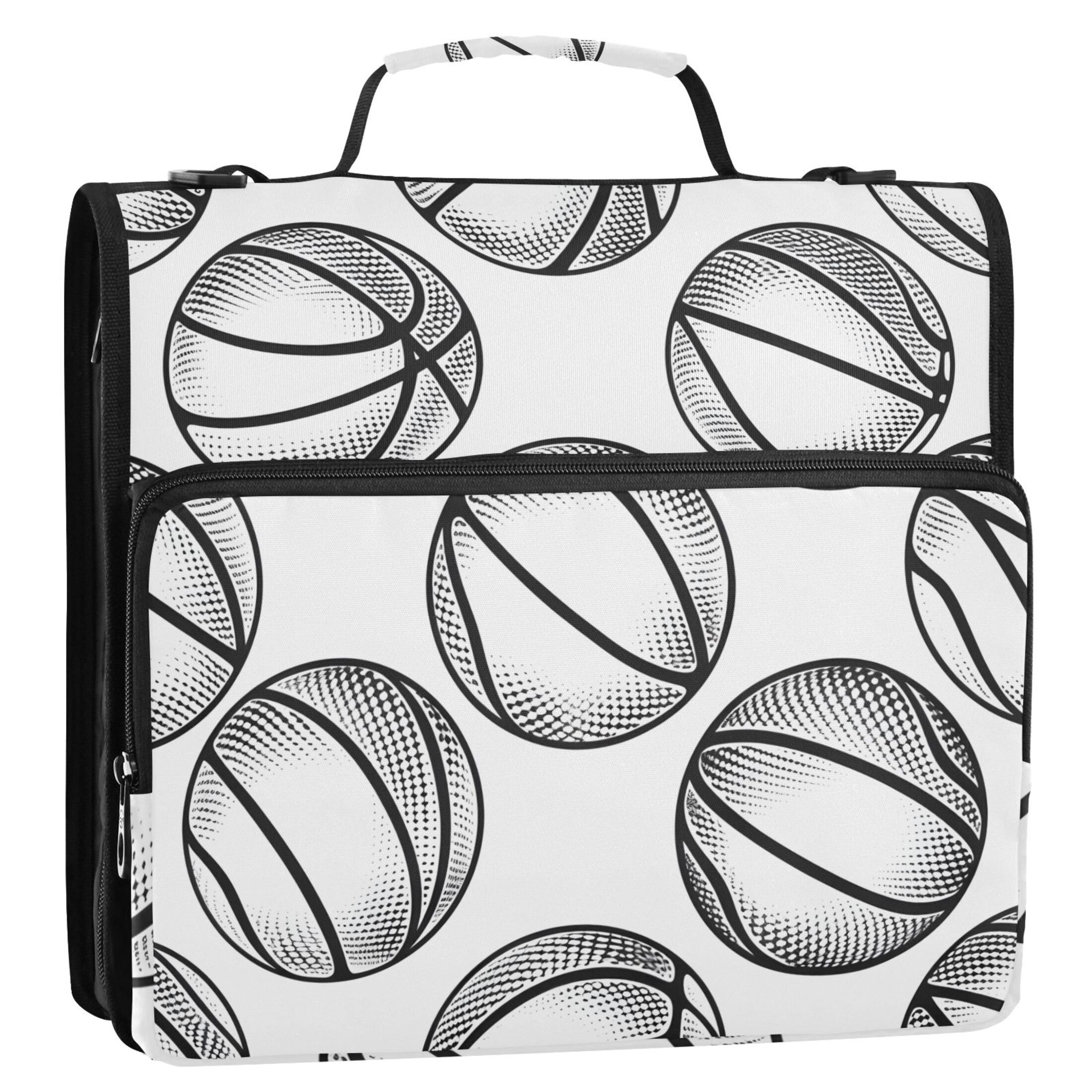 ALAZA Zipper Binder Basketballs-z1 3 Ring Trapper Keeper File Folder Organizer Bag