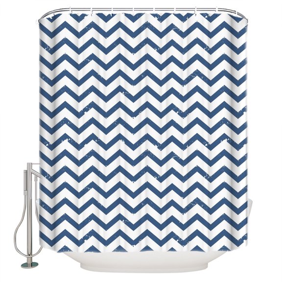 Blue Stripes Bathroom Shower Curtains with 12 Hooks Polyester Waterproof Shower Curtain for Stalls and Bathtubs Geometric Abstract Lines Modern Striped Simple Decorative Bathroom Curtain 72x78 Inches