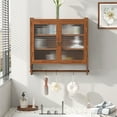 thumbnail image 2 of Wall Cabinets For Bathroom Storage, Kitchen Wall Cabinet With Glass Doors, Towel Rack, Detachable Shelves, 3-Tier Rustic Bathroom Cabinet For Living Room, 2 of 9