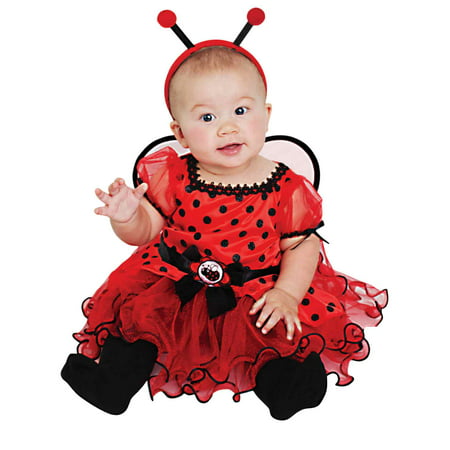 Infant Girls Red Ladybug Costume Baby Lady Bug Ruffled Dress & Headband