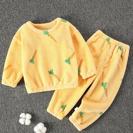 

Qazqa Toddler Boys Girls Winter Long Sleeve Cartoon Prints Flannel Shirt Tops Pants Outfits