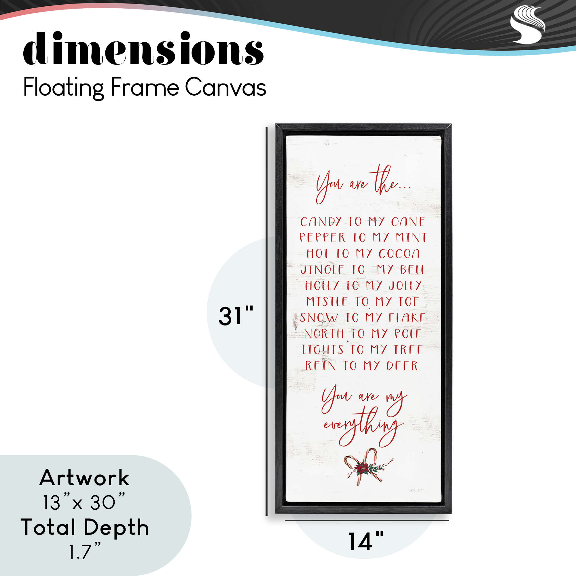 My Everything Holiday Romance Black Framed Floater Canvas Wall Art, design by Cindy Jacobs