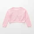 thumbnail image 5 of hengsof Girls Hollowed-Out Open Front Bolero Shrug Kids Solid Color Long Sleeve Cropped Elegant Cardigan Knit Sweater, 5 of 7