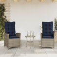 thumbnail image 3 of vidaXL 3 Piece Bistro Set with Cushions Gray Poly Rattan, 3 of 6