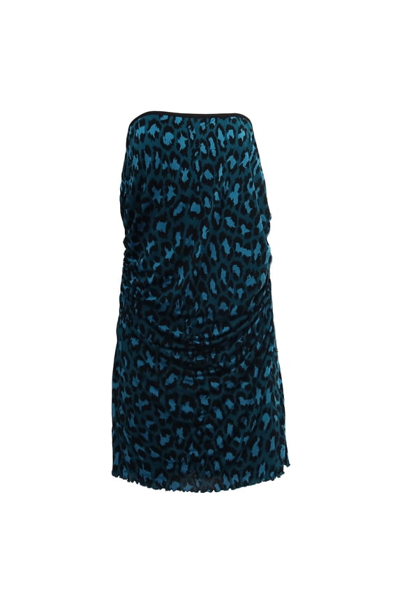 Pre-Owned Diane Von Furstenberg Elaine Leopard-Print Midi Skirt in Teal Viscose