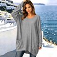 thumbnail image 4 of Nowekniz Women Crewneck Long Sleeve Tops, Lightweight Loose Sweatshirt Tunic Shirts with Pockets, Soft Casual Blouses Matching Leggings, Fashionable Fall Daily Wear Outfits, 4 of 5