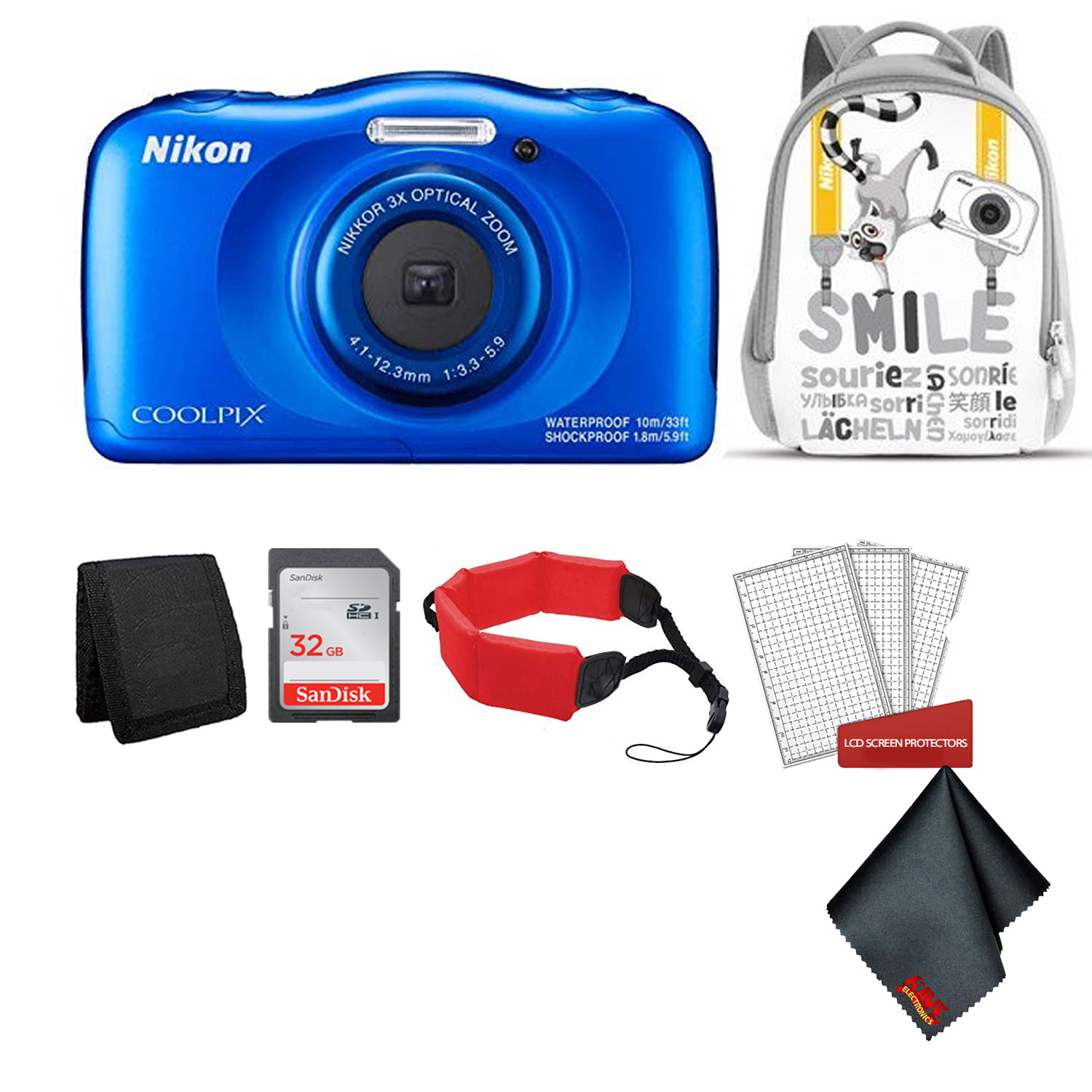 Stoutmoedig expeditie Leesbaarheid Nikon Coolpix W150 Kid-Friendly Rugged Waterproof Digital Camera (Blue)  Bundle with White Backpack + 32GB SanDisk Memory Card + More (Intl Model) -  Walmart.com