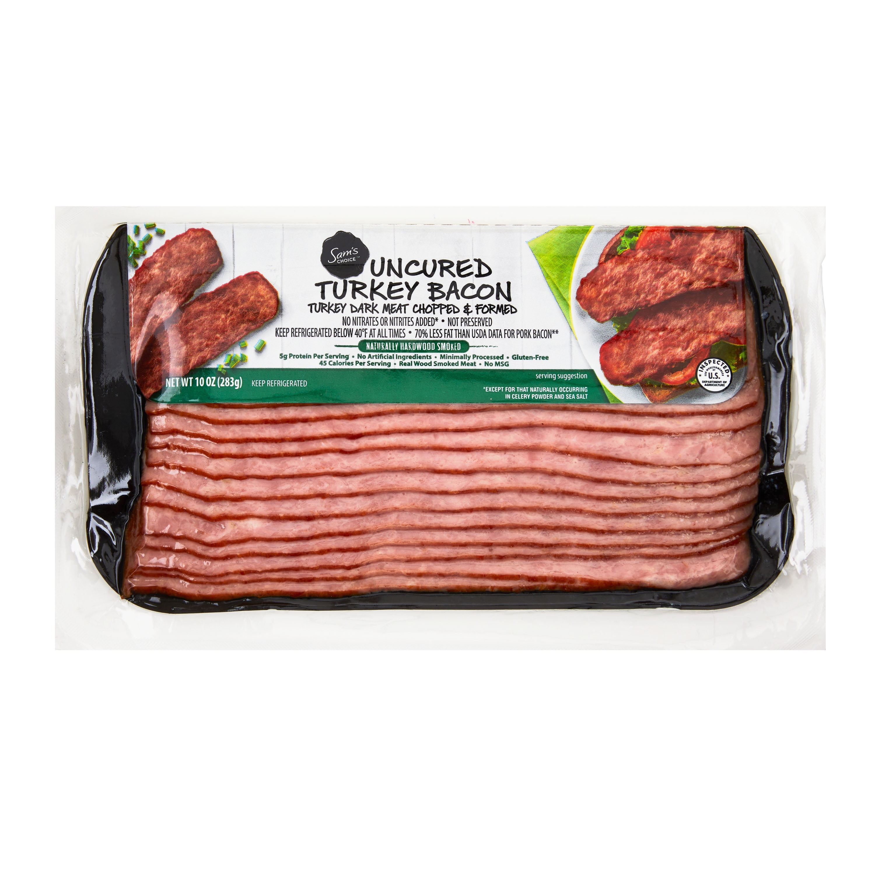 Sam's Choice Uncured Turkey Bacon, 10 oz, 12 Pieces per Pack 