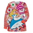 thumbnail image 1 of Chaqueta de uniforme de enfermera para mujer, estampado de Disney, Alicia en el país de las Maravillas, manga larga, cuello redondo, Top exfoliante, abrigo Dental, primavera y otoño, 1 of 4